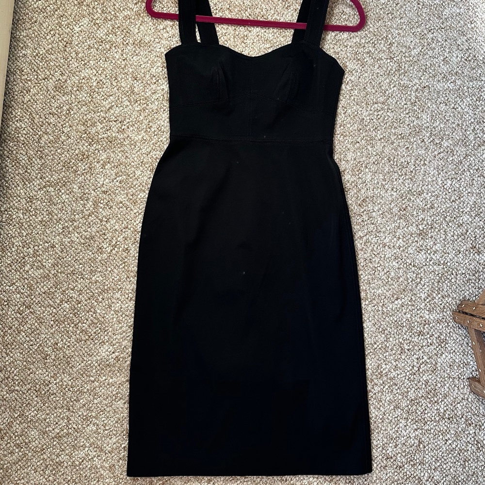BNWT J.Crew LBD Size 2 Stretch Faille Sheath Dress, Black, sweetheart neckline